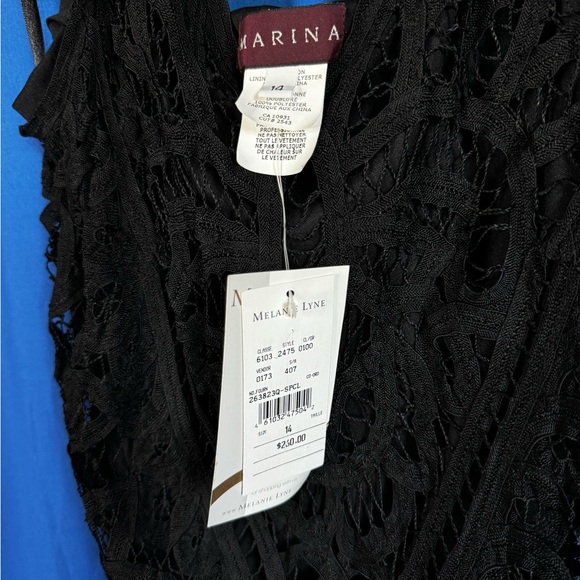 MARINA long elegant black dress size 14 - Picture 3 of 5